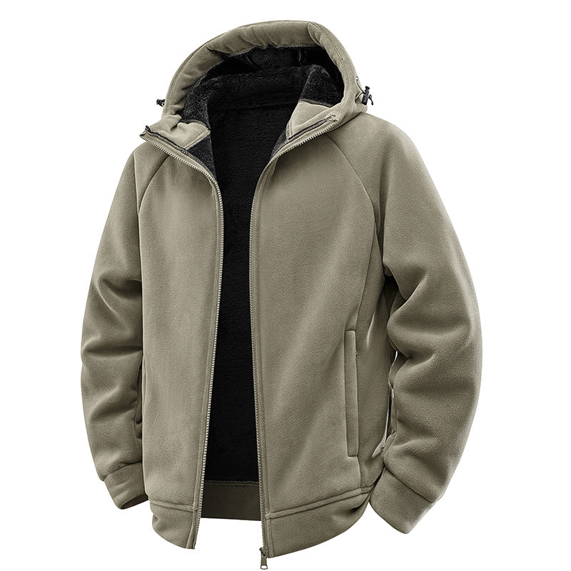 Herren Gefütterte Kapuzen-Fleecejacke mit Teddyfutter und durchgehendem Reißverschluss Shop Nory