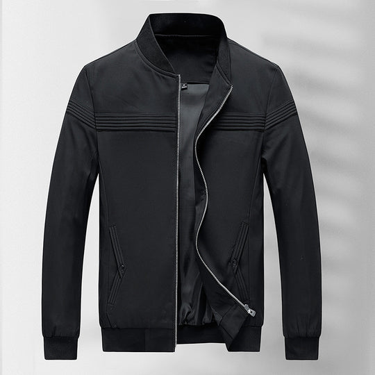 Herren schlichter Slim-Fit Zipper-Blouson mit Stehkragen, tonalen Nahtdetails und elastischen Bündchen Shop Nory