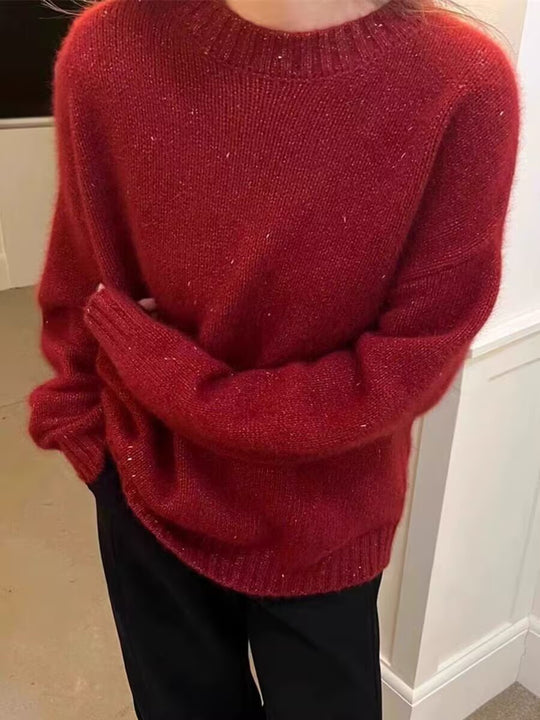 Damen Kuscheliger Oversize‑Pullover im Mohair‑Look mit Rundhalsausschnitt und dezentem Glitzereffekt Shop Nory