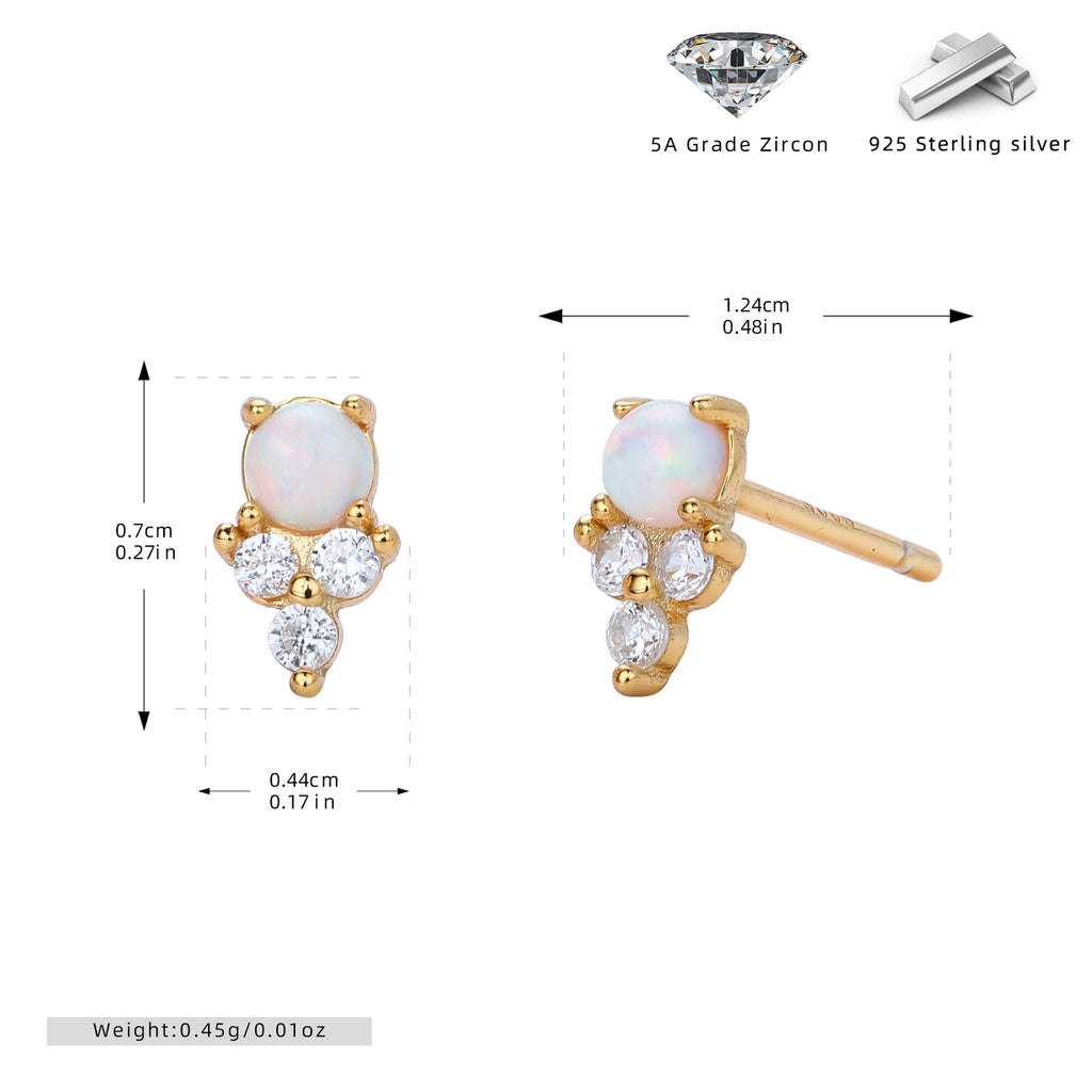 Damen Ohrstecker aus 925 Sterling Silber mit funkelndem Zirkon und edlem Opal Shop Nory