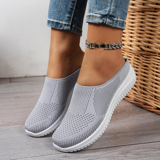 Damen Atmungsaktive Slip-On Freizeitschuhe mit flexiblem Strick-Obermaterial Shopnory