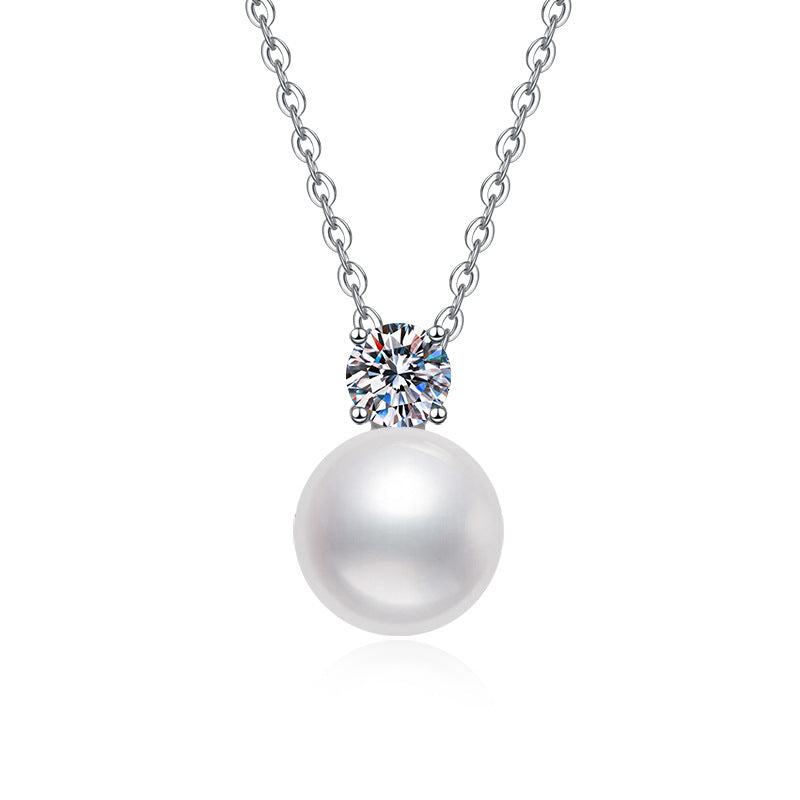 Damen Halskette mit funkelndem Perlenanhänger und Zirkonia Shop Nory