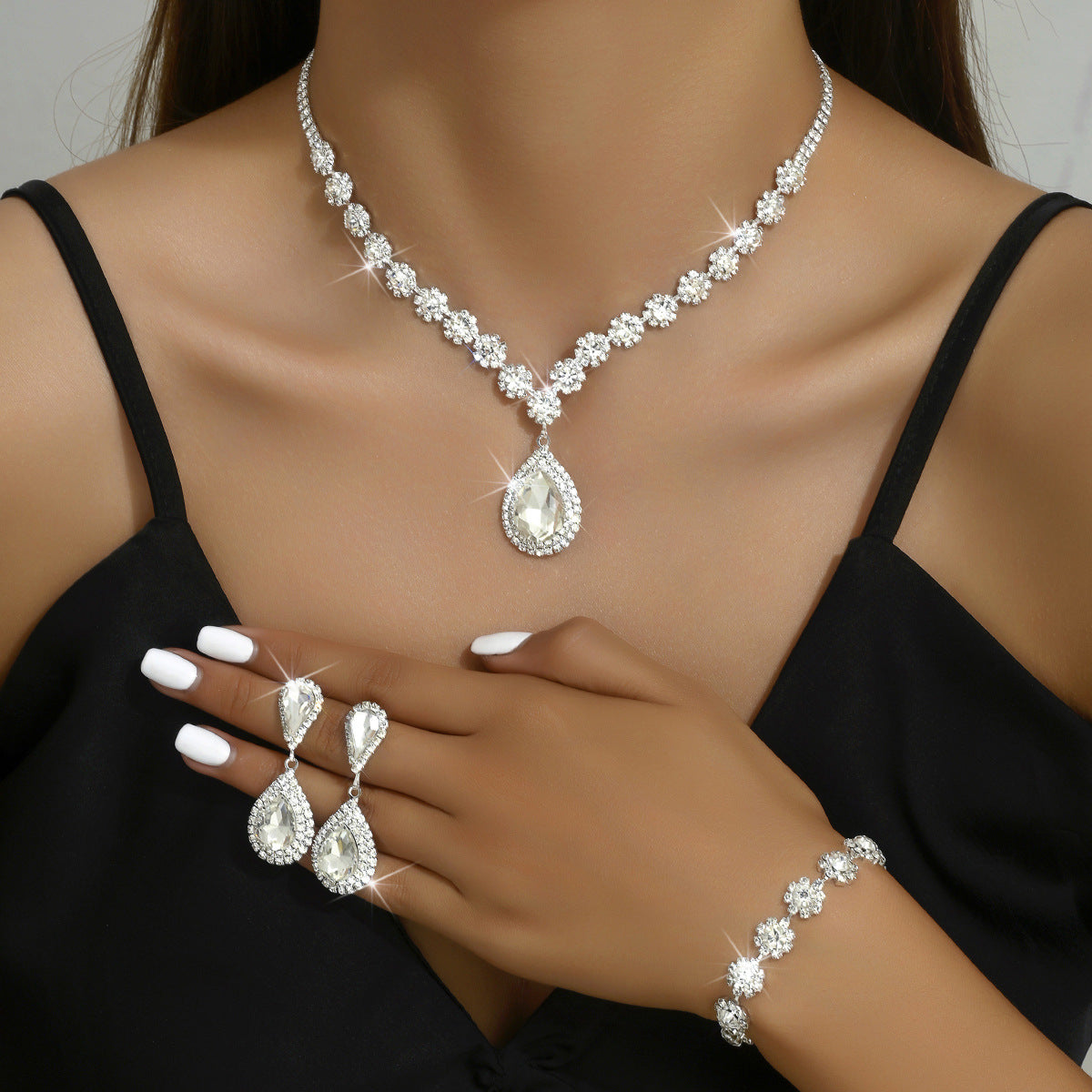 Shopnory | Galvanisiertes Strass-Schmuckset