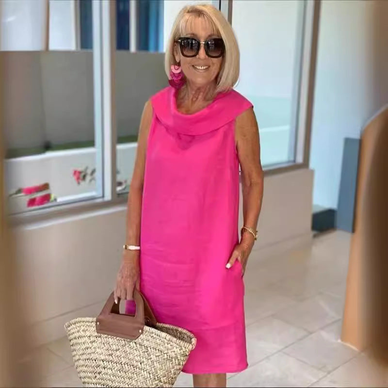Damen Sommerliches Leinenkleid mit modernem Kragen