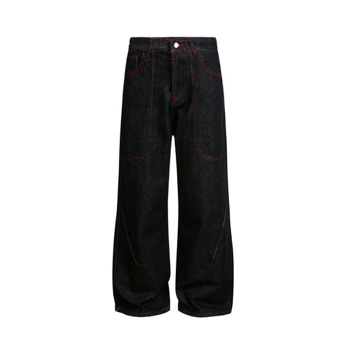 Damen weite Cropped-Denimhose mit hoher Taille und Kontrastnähten Shop Nory