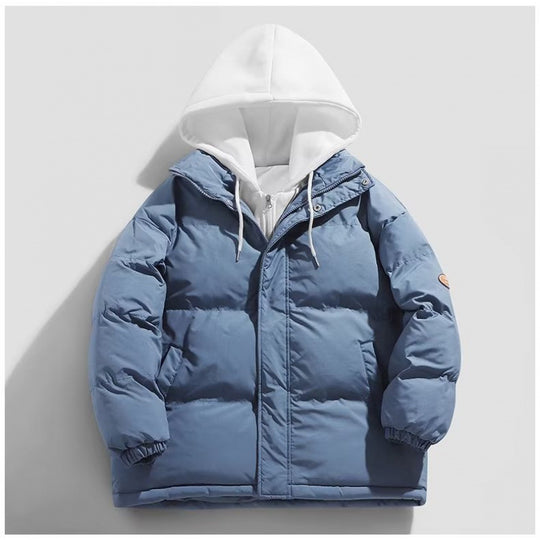 Herren Gepolsterte Winter-Steppjacke mit zweilagiger Kapuze und elastischen Bündchen Shop Nory