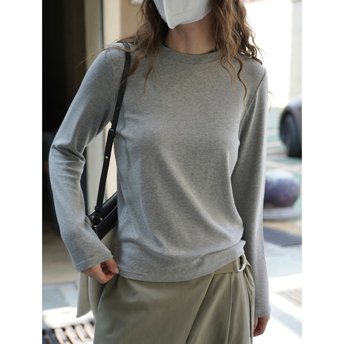 Damen Leichter Langarm-Feinstrickshirt mit Rundhalsausschnitt und schmaler Silhouette Shop Nory