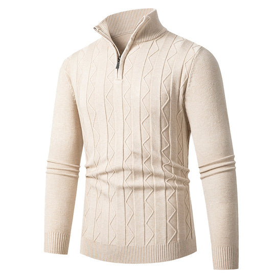 Herren Feinstrick-Halbzip-Pullover mit Zopfmuster und Stehkragen Shop Nory
