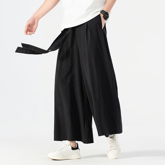 Damen Culotte-Style Hosenrock mit weitem Bein und Bindegürtel Shop Nory