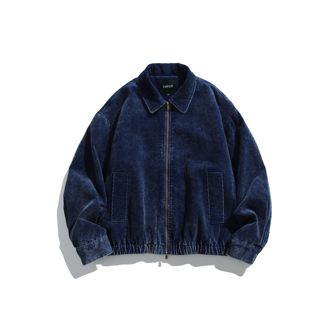 Unisex Cordvelours Bomberjacke mit Reißverschluss und elastischem Saum Shop Nory