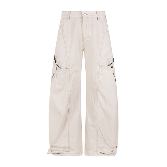 Damen Weite Cargo-Palazzo-Hose mit hohem Bund, großen Klappentaschen und verstellbarem Saum Shop Nory