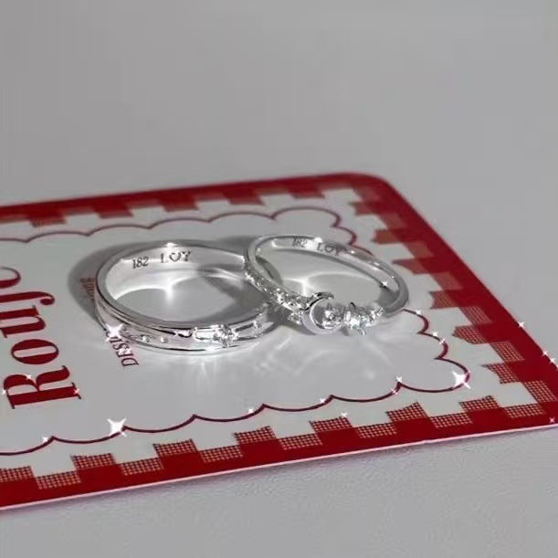 Damen Ehering-Set mit funkelnden Zirkonia und kunstvollem Gravurmuster Shop Nory
