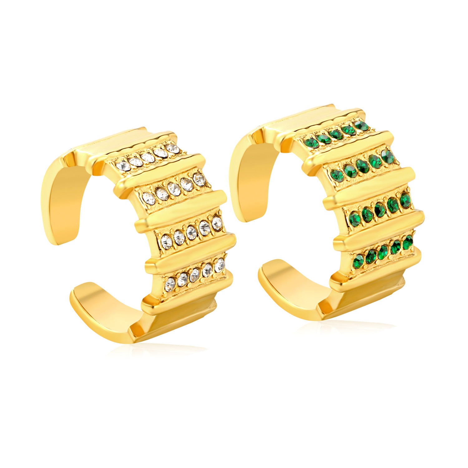 Damen Offener Ring mit kreativem Gitterdesign und funkelnden Zirkonia-Elementen Shop Nory