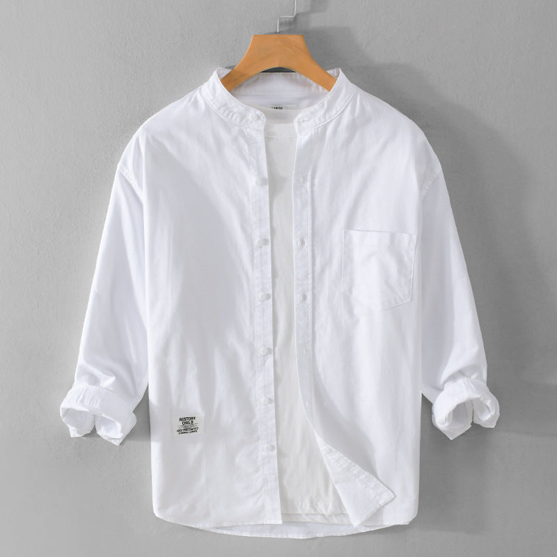 Herren Stehkragen-Overshirt aus Baumwollmix mit Brusttasche und entspannter Passform Shop Nory