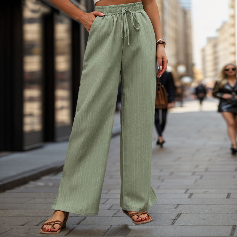 Damen Elegante und bequeme weite Hose mit elastischem Bund und Kordelzug