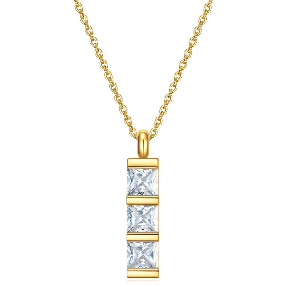 Damen Halskette mit modernem, geometrischem Anhänger und funkelnden Zirkonia Shop Nory