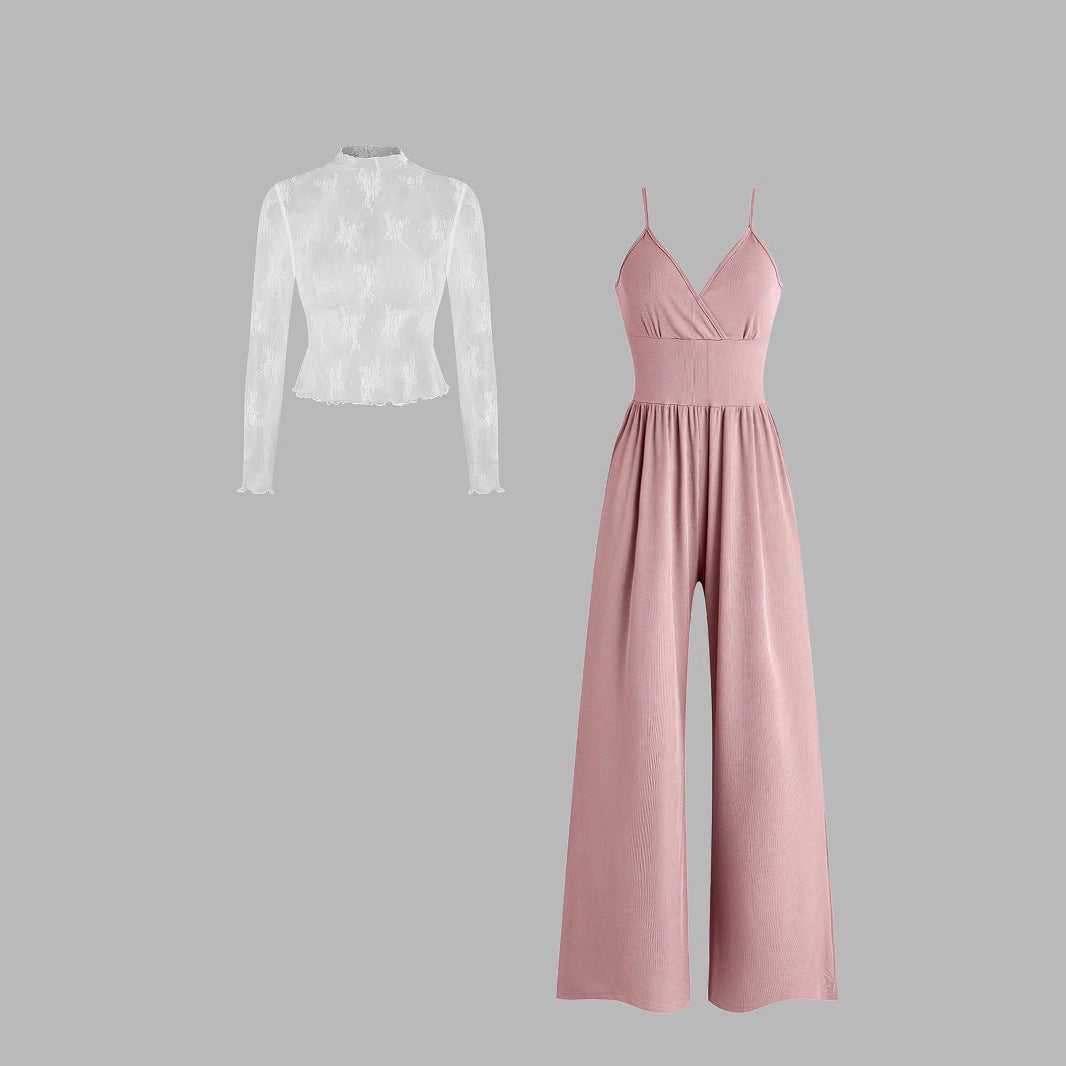 Damen elegantes und figurbetontes Jumpsuit-Set