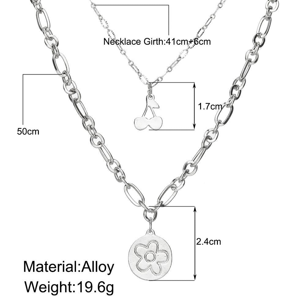 Damen mehrlagige Kette mit stilvollem Blumenanhänger Shop Nory