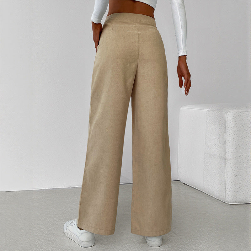 Damen stylische weite Hose mit hoher Taille und elegantem Schnitt