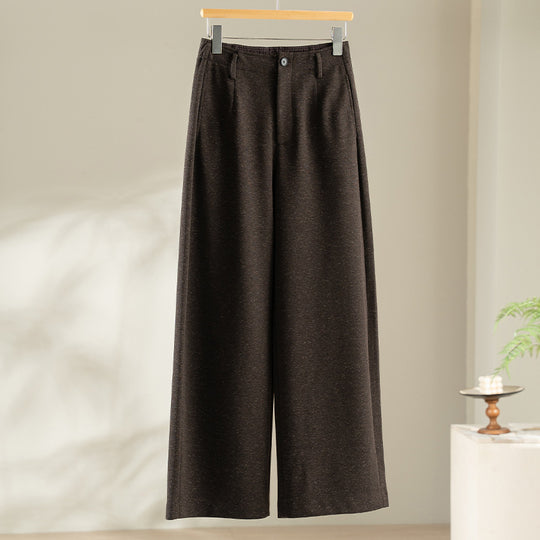 Damen Elegante hochtaillierte Wollblend-Palazzohose mit Bundfalten und geradem Bein Shop Nory