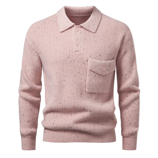 Herren Polokragen-Pullover aus Rippenstrick mit aufgesetzter Brusttasche Shop Nory