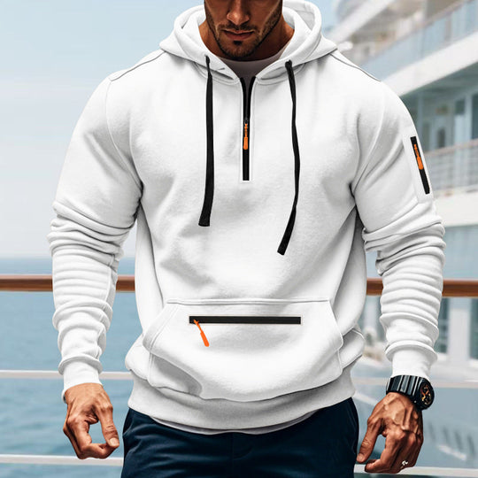 Herren sportlicher Kapuzenpullover mit praktischem Zwei-Wege-Reißverschluss und seitlichen Taschen