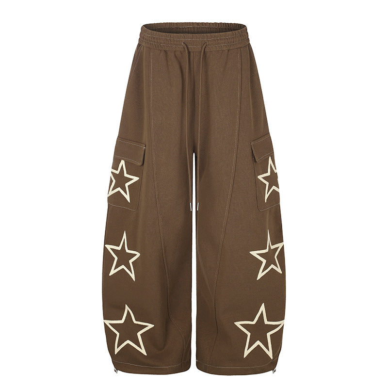 Damen Weite Cargo-Sweathose mit Sternapplikationen und Tunnelzugbund Shop Nory