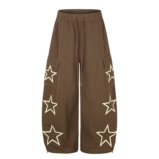 Damen Weite Cargo-Sweathose mit Sternapplikationen und Tunnelzugbund Shop Nory