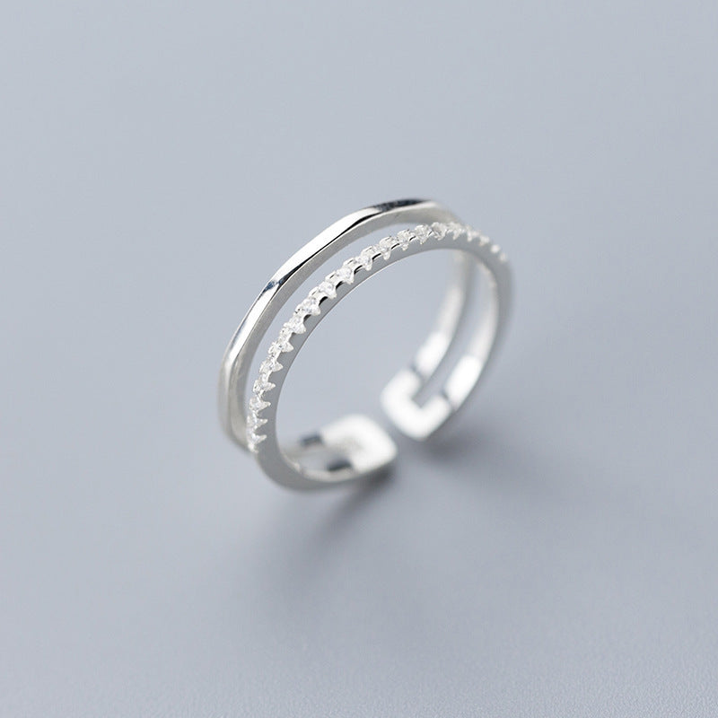 Damen offener Silberring mit elegantem Zirkonia-Besatz Shop Nory
