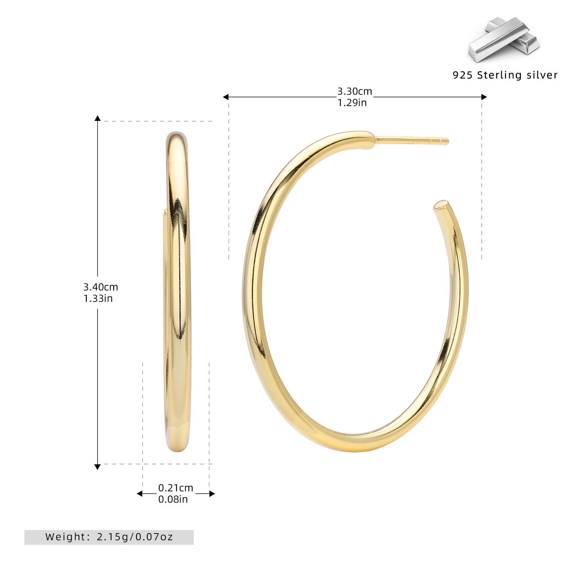 Damen Creolen Ohrstecker aus hochwertigem 925 Sterling Silber mit elegantem, geschwungenem Design Shop Nory