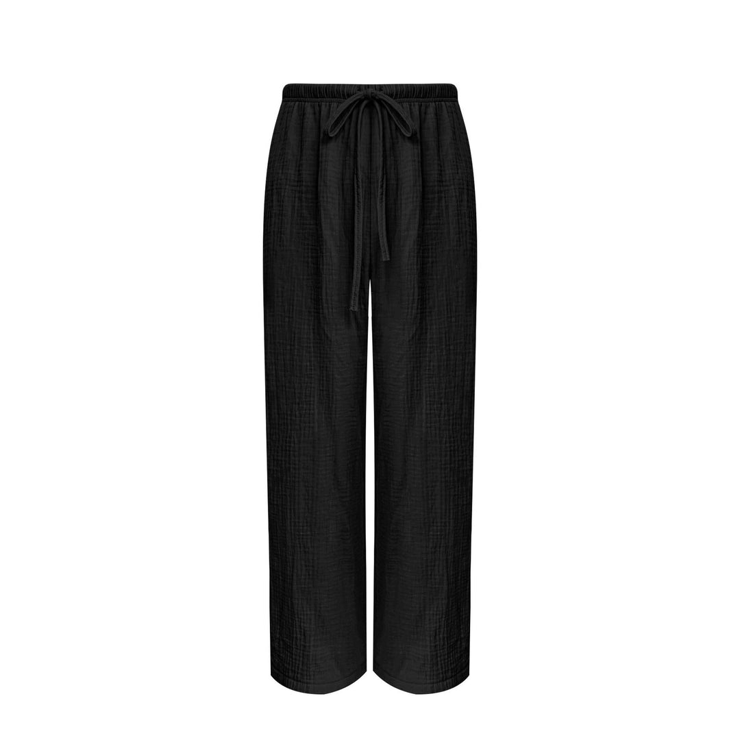 Damen Fließende Baumwoll‑Gauze Palazzohose mit elastischem Bund und Kordelzug Shop Nory