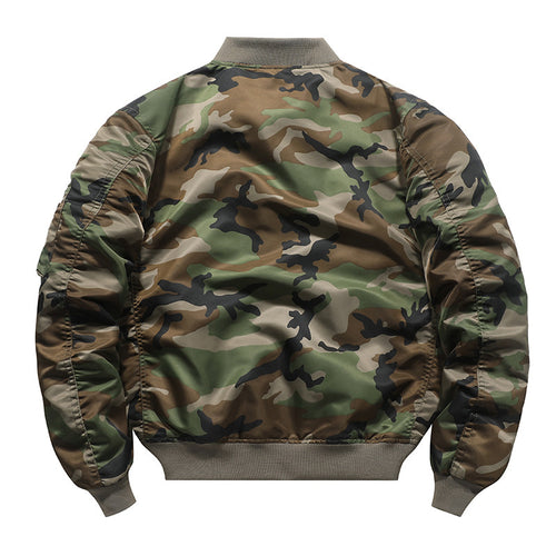 Herren Camouflage Piloten‑Bomberjacke mit Ärmeltasche, Utility‑Reißverschluss und gerippten Bündchen Shop Nory