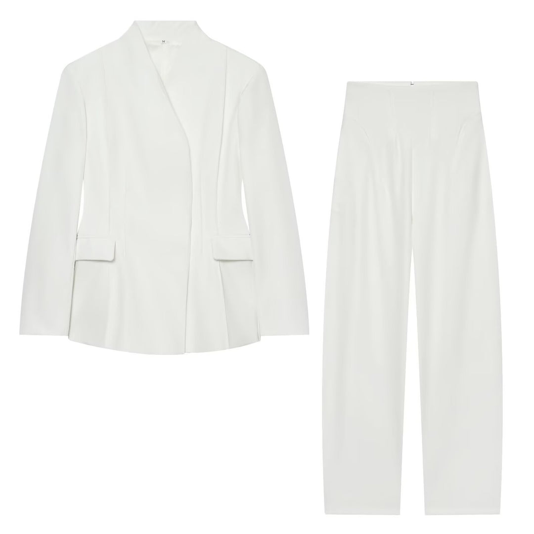Damen Longline-Blazer mit schmalem Stehkragen und Pattentaschen Shop Nory