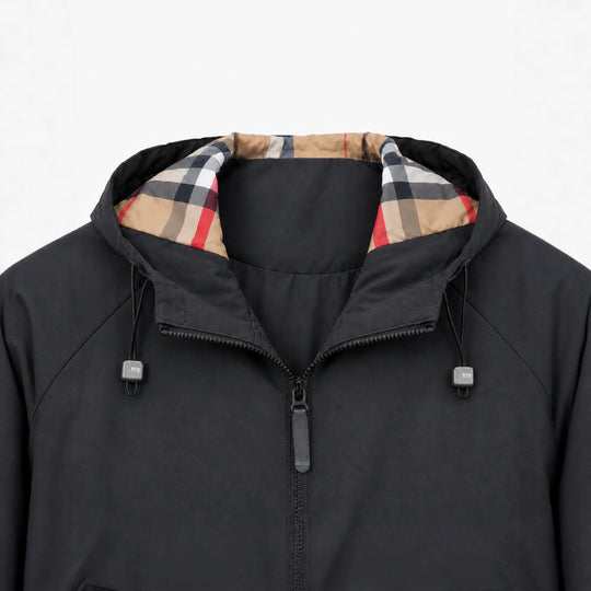 Herren leichte winddichte Softshell‑Kapuzenjacke mit kariert gefütterter Kapuze Shop Nory