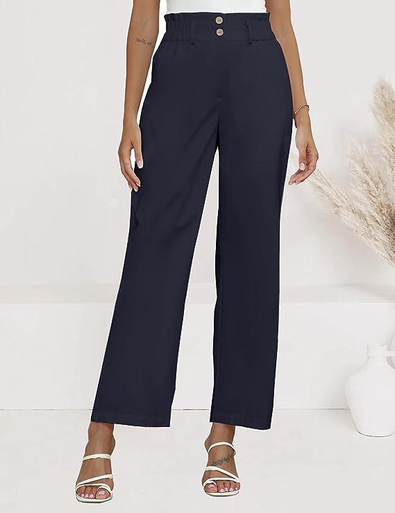 Damen Hochtaillierte Palazzo-Hose mit Paperbag-Bund Shop Nory