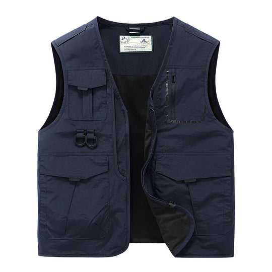 Herren Multifunktionale Outdoor-Utility-Weste mit Multitaschen, Mesh‑Futter und D‑Ringen Shop Nory