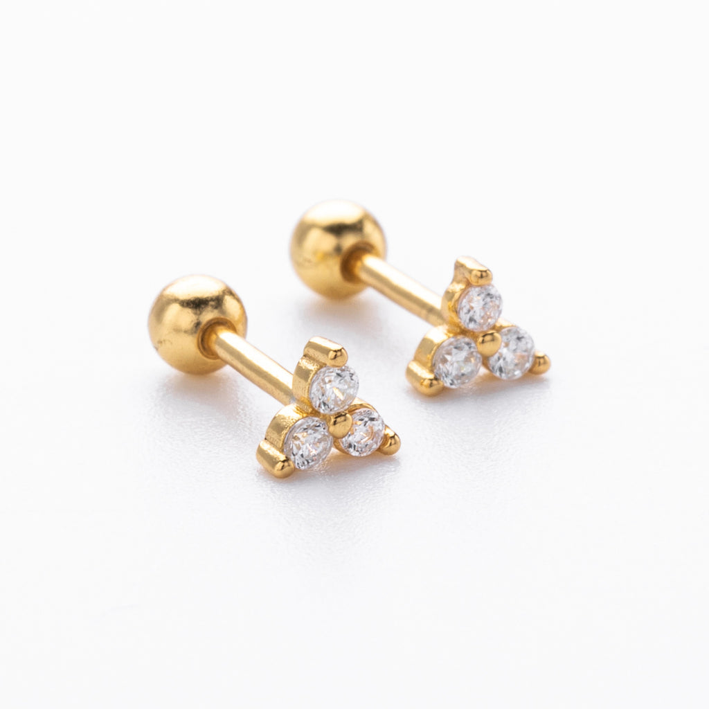Damen Ohrstecker mit luxuriösem Zirkon-Trio aus 925 Sterling Silber Shop Nory