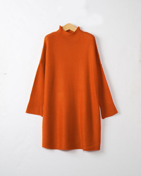 Damen Oversize Strick-Tunika mit kurzem Stehkragen und überschnittener Schulter Shop Nory