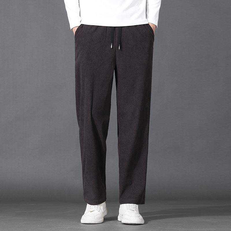 Herren Geradlinige Rib-Struktur Lounge-Hose mit Elastikbund und Klappentasche Shop Nory