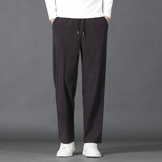 Herren Geradlinige Rib-Struktur Lounge-Hose mit Elastikbund und Klappentasche Shop Nory