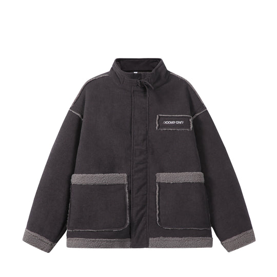 Unisex Kurz geschnittener Cordblouson mit Teddybesatz und Funnelkragen Shop Nory