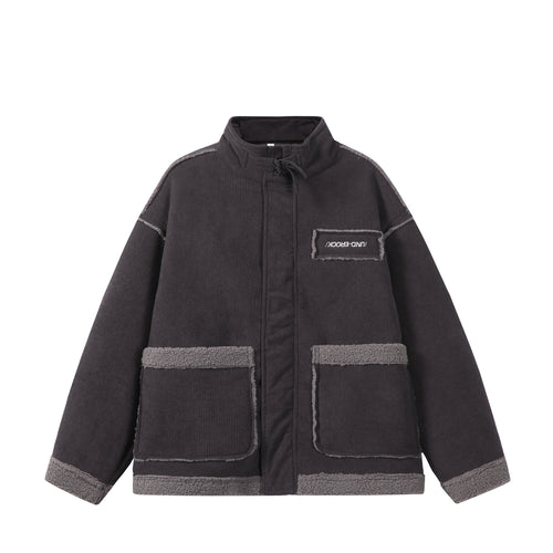Unisex Kurz geschnittener Cordblouson mit Teddybesatz und Funnelkragen Shop Nory
