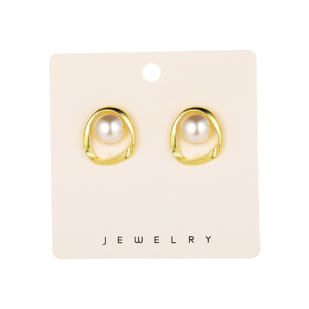 Damen Ohrringe mit elegantem Perlendesign und modernem Goldrahmen Shop Nory