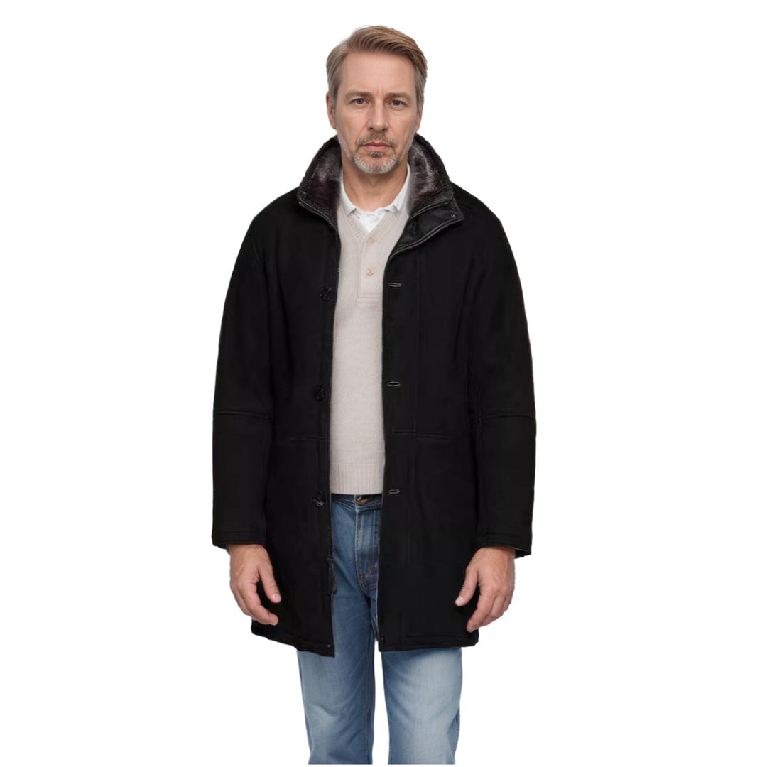 Herren Langer Thermomantel im Field-Stil mit Kunstlammfell-Innenseiten und Zweiwege-Reißverschluss Shop Nory