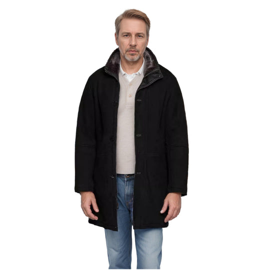 Herren Langer Thermomantel im Field-Stil mit Kunstlammfell-Innenseiten und Zweiwege-Reißverschluss Shop Nory