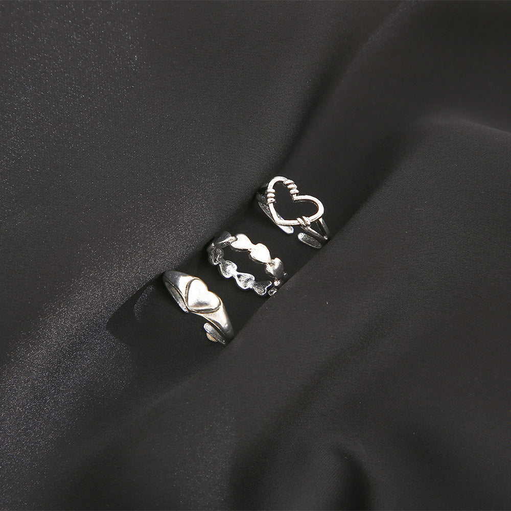 Damen Ring-Set mit romantischen Herz- und minimalistischen Designs Shop Nory