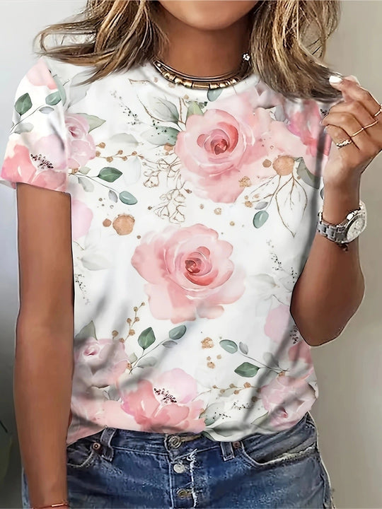 Damen T-Shirt mit floralem Design und modernem Schnitt