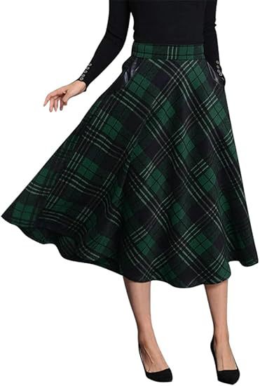 Damen Schwingender A-Linien Rock im modischen Karomuster Shopnory