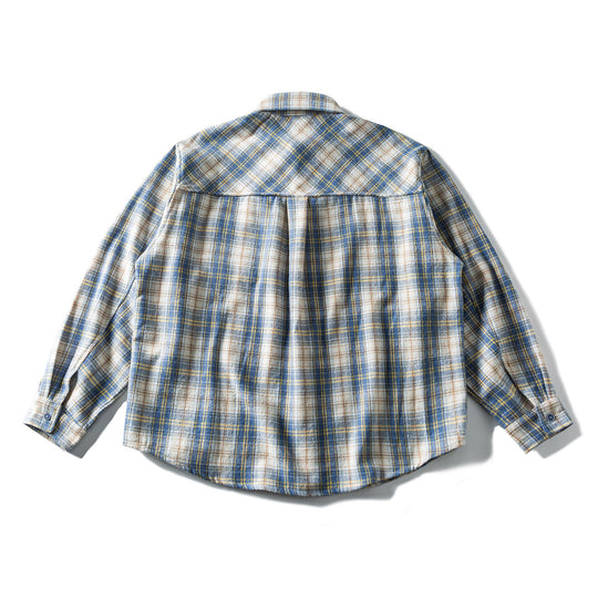 Unisex Lockeres Karomuster-Flanellhemd im Overshirt-Stil mit abgerundetem Saum Shop Nory