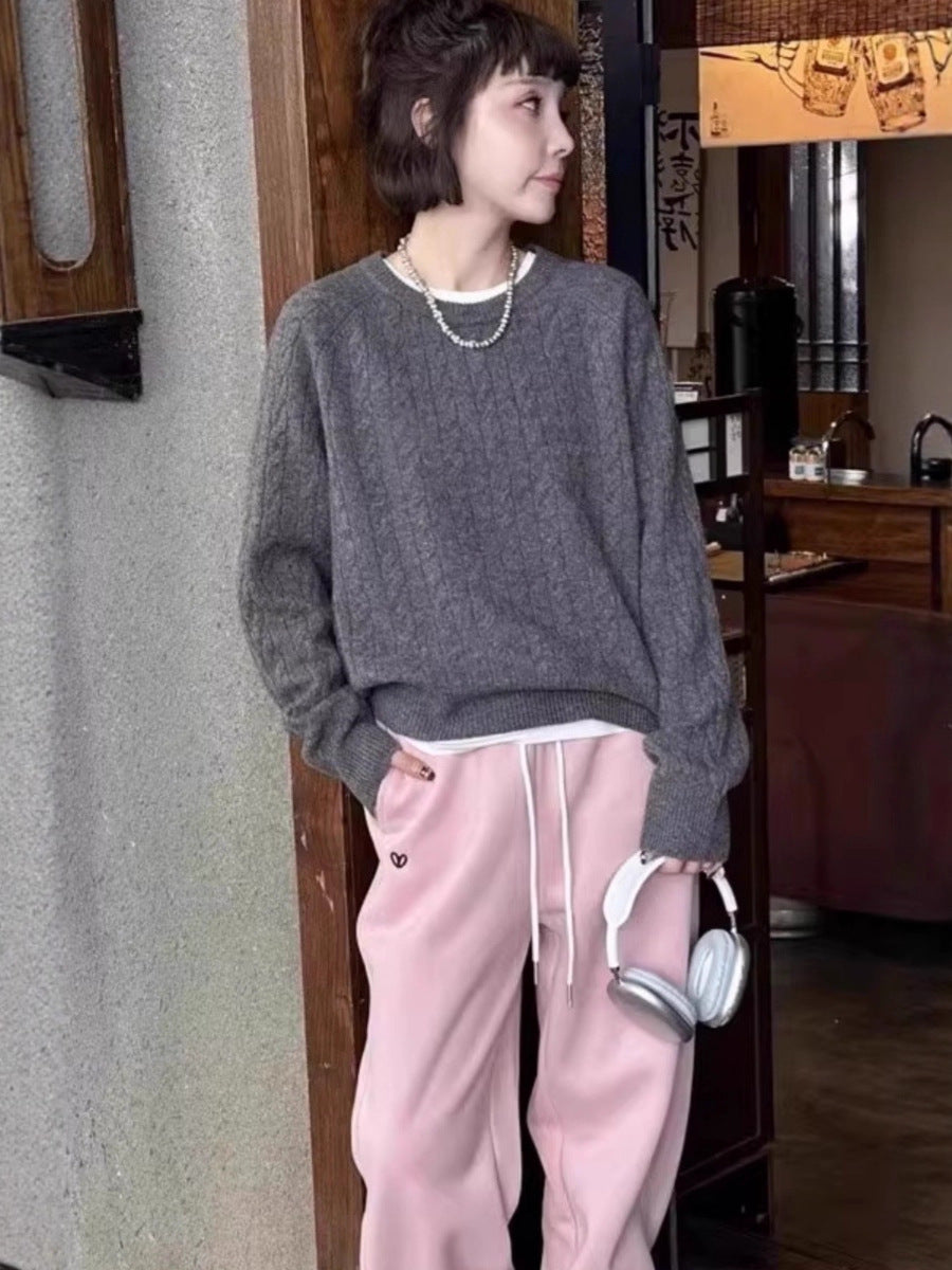 Damen Zopfstrick-Pullover aus Baumwoll-Mix mit legerer Oversize-Silhouette Shop Nory